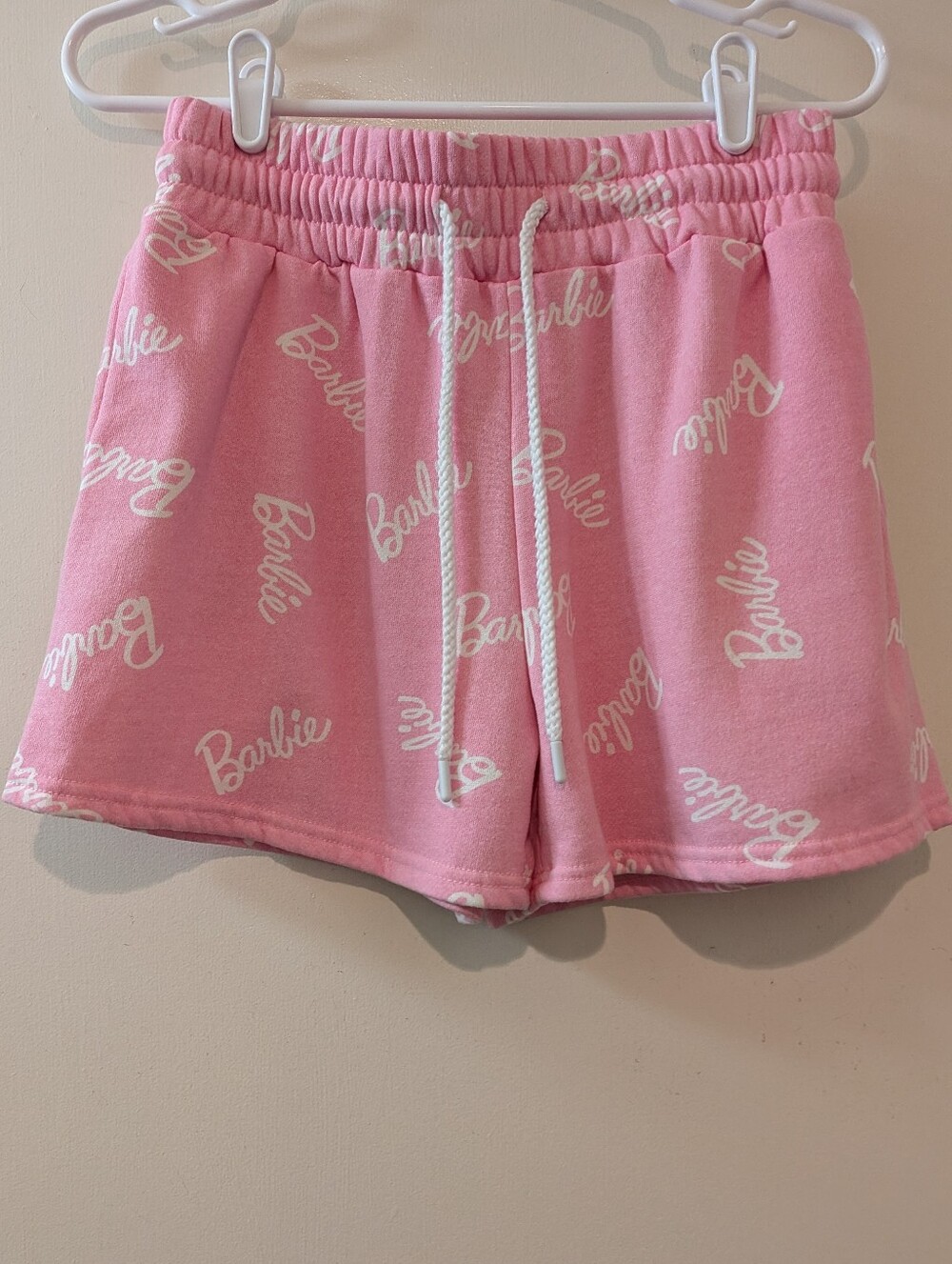 Barbie Pink White Logo Lounge Shorts nwot